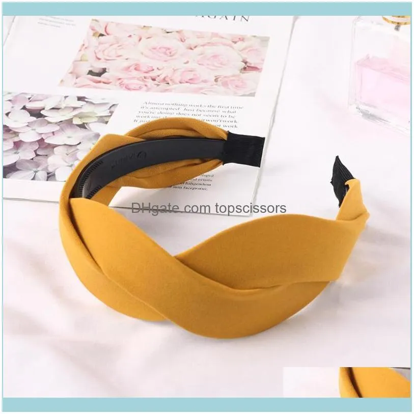 Fashion Wide Side Headband Cross Knot Hairband For Women Solid Hair Band Girls Summer Accessories Wholesale1