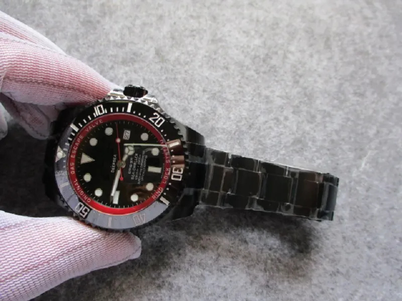 44mm 18mm de espessura relógio masculino relógio de pulso mergulhador cristal safira à prova d' água 116660 Bamford PVD VRF qualidade superior preto completo vermelho 215k