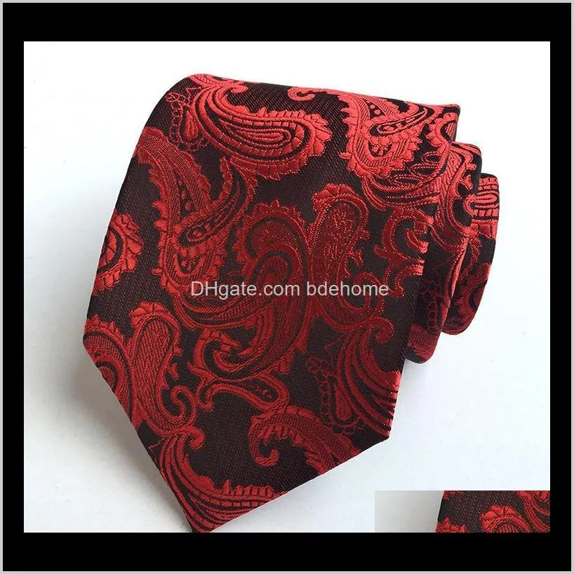factory 8.5cm classic polyester silk mens skinny ties navy blue w/ khaki paisley jacquard woven slim party necktie neck tie