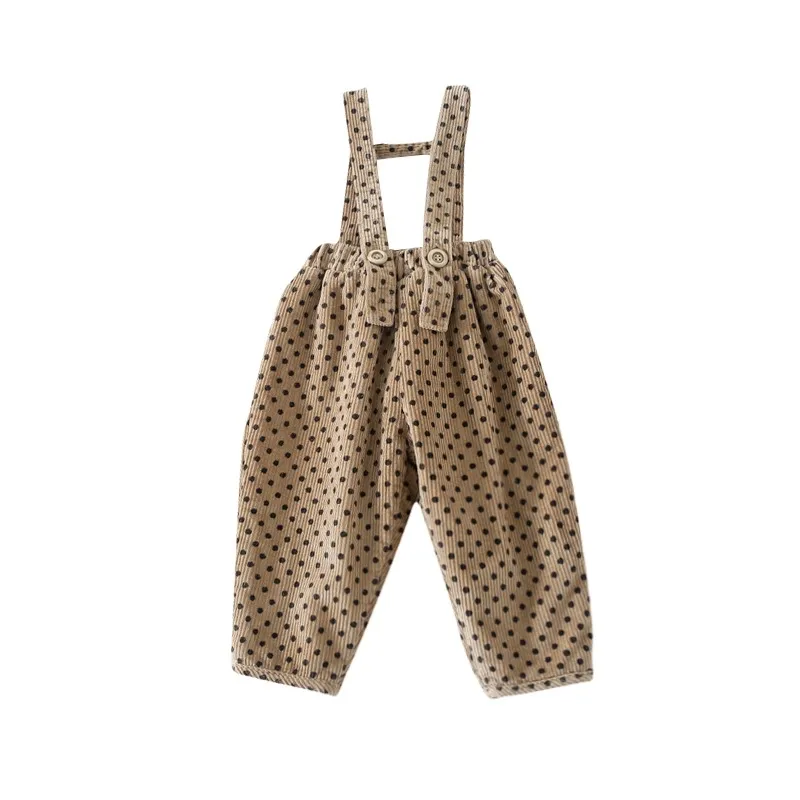 Flickor förtjockade Corduroy Casual Pants Winter Plus Fleece Overaller Jumpsuits för Girls Kids 210515