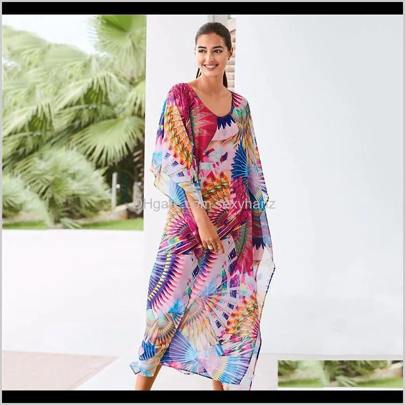 bath exit beach woman pareo beachwear kimono cover-ups print chiffon loose plus size robes upper garment dress smock bikini1