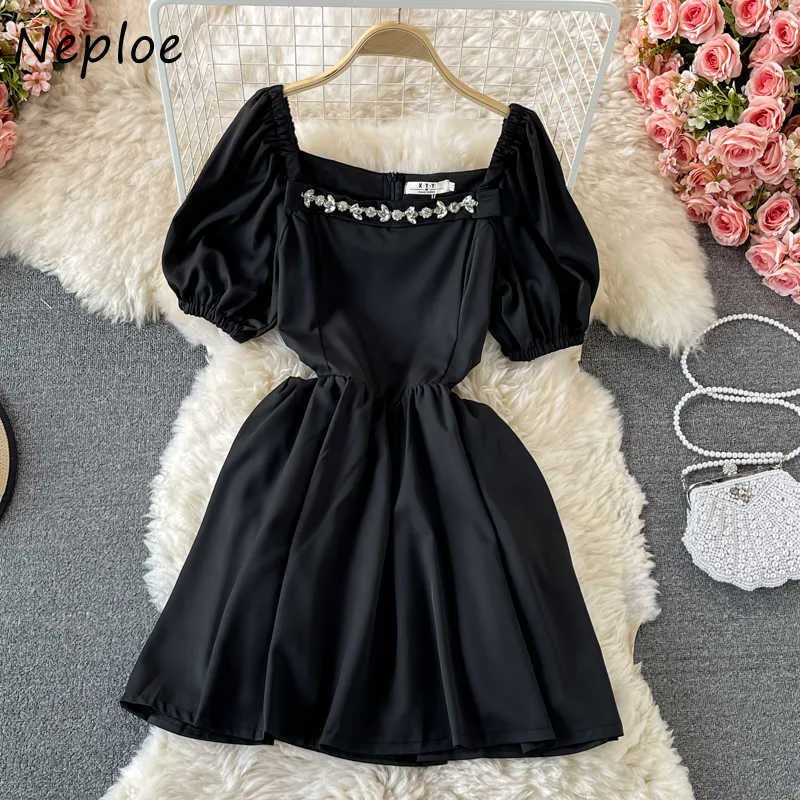 NEPLOE Moda Zipper Projeto Streetwear Vestido Mulheres Cintura Alta Hip Uma Linha Slim Vestidos Verão 2021 Novo Robe de Manga Curta Preto Y0823