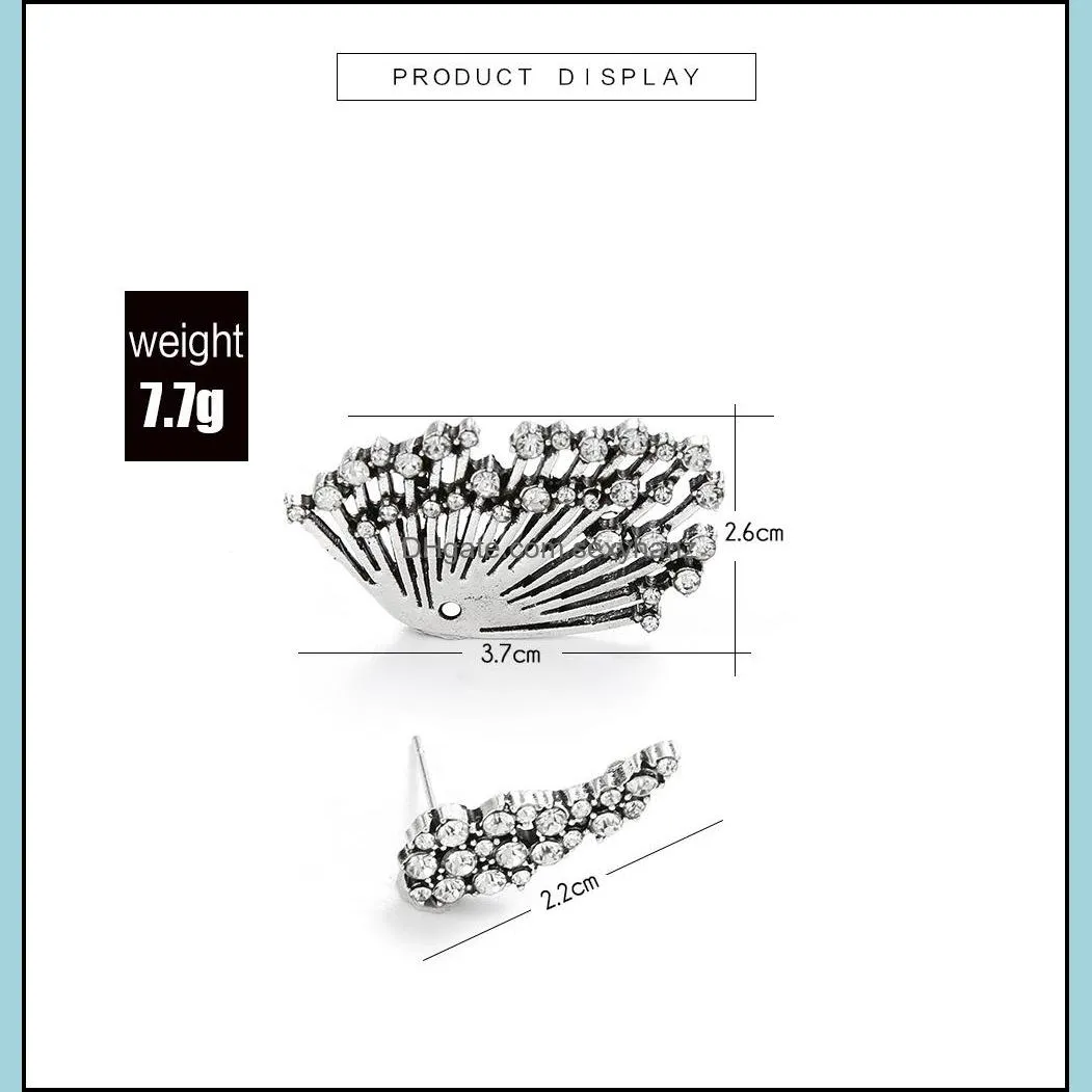 Hot Fashion Jewelry Vintage Multi-drill Asymmetric Earrings Wing Single Piece Stud Earrings S645