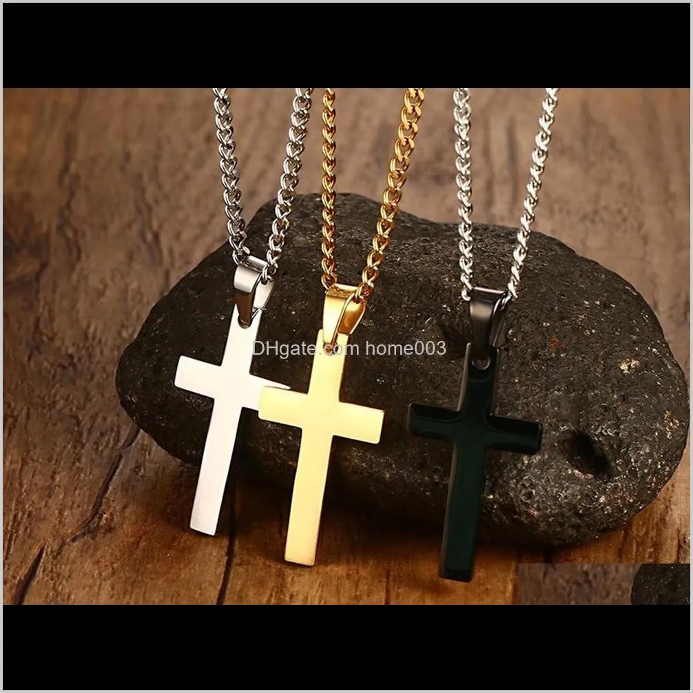 mens cross pendant necklaces stainless steel link chain necklace statement charm popular jewelry gifts fashion accessories