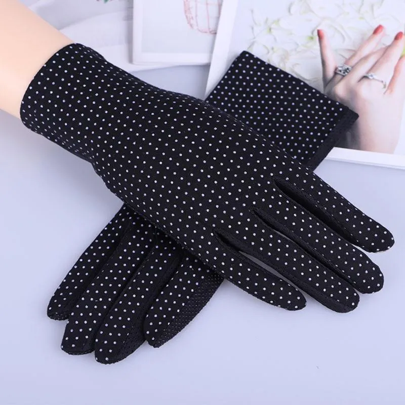 Fashion Thin Short Gloves Women Summer Sunscreen Touch Screen Dot Sun Protection Driving1