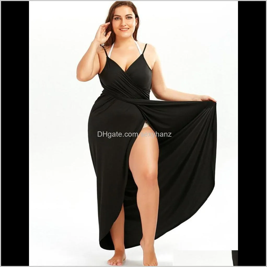 s-5xl women bikini cover up wrap solid color beach maxi dresses sexy backless slip dresses gallus dress beachwear lady party clothing
