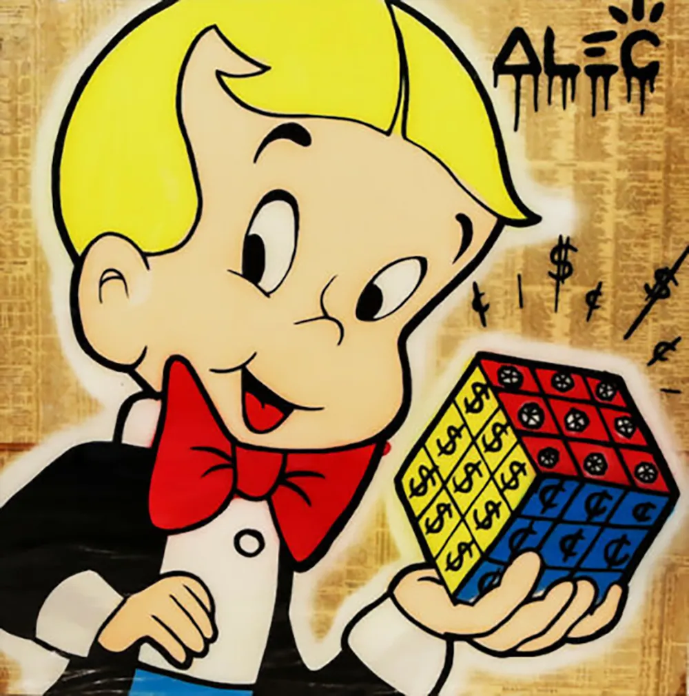 Alec Monopoly Rich Rubik's Cube Home Decor Oljemålning på kanfas Hantverk / HD-utskrift Väggkonst Bildanpassning är acceptabel 21050916