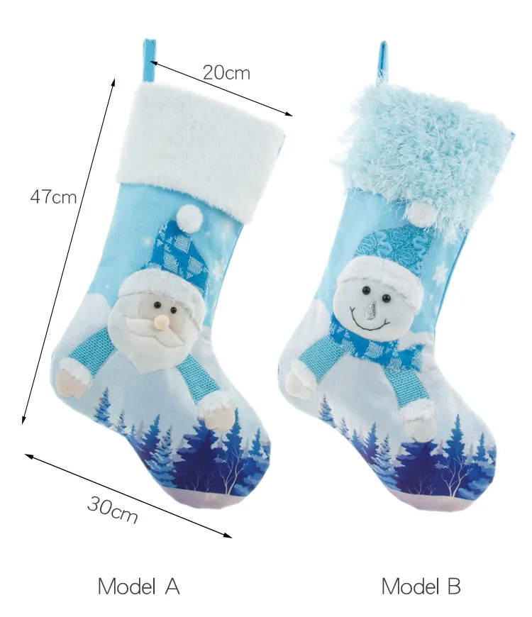 Led Glowing Christmas Tree Pendant Ornaments With Lights Large Stocking Socks Gift Bag Candy Bags Xmas Decoration For Santa Clause Snowman HH21-454