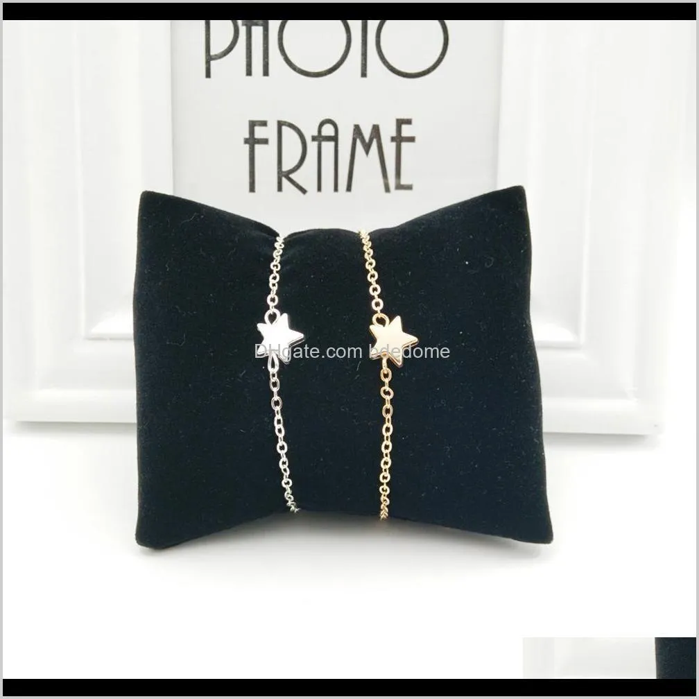 fashion jewelry simple star shape silver or gold colour metal plated chain for women hand bracelet gift