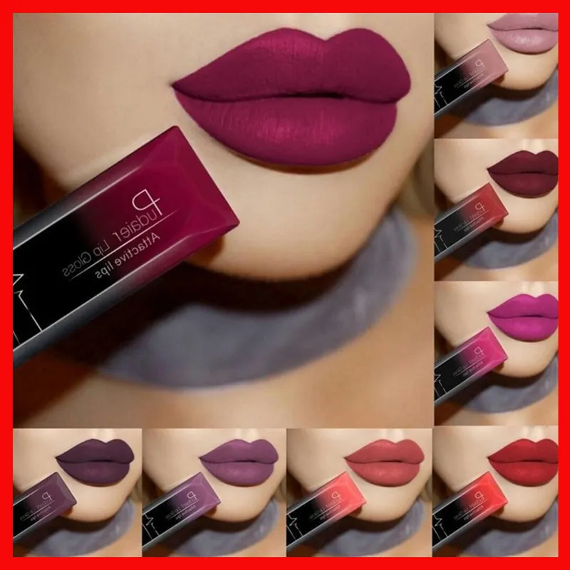 Pudaier Waterproof Liquid Lip Gloss Metallic Matte Lipstick för läppar Makeup långvarig matt naken glansig lipgloss kosmetisk sexig batom
