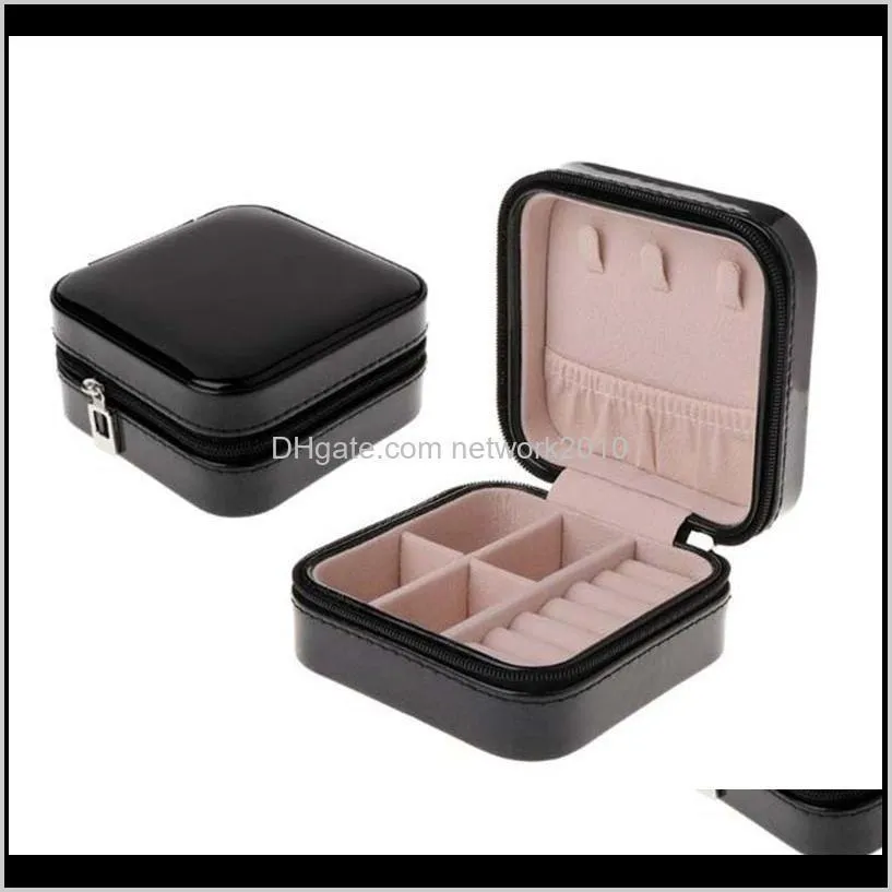 women`s jewelry box portable travel jewelry case pu leather zipper jewelry box mini makeup organizer cosmetic box with mirror earring