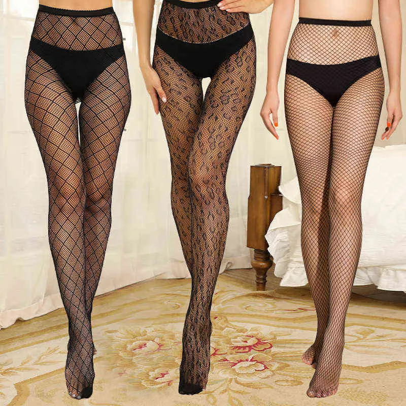 3 pcs Sexy Mulheres Malha Malha Com Impressão Meias Meninas Punk Hottie Pantyhose Net Net With Tattoo Plus Size para Girl Y1130