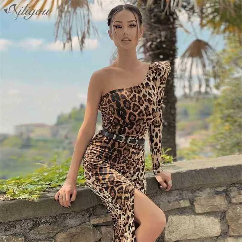 Robe d'été sexy à manches longues et imprimé léopard, imprimé léopard, drapage, mode dames, célébrité, fête, 210525