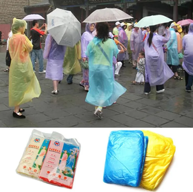 500 pz DHL FEDEX Moda Trasparente Trasparente Monouso Impermeabile PE monouso Impermeabili Poncho Impermeabili Viaggi Outdoor Cappotto antipioggia