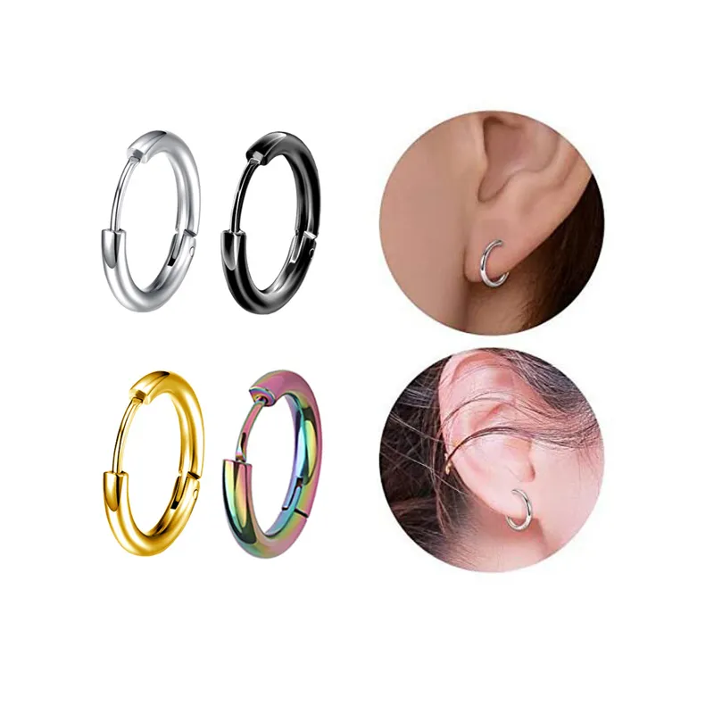 Orecchini a cerchio Hiphop Diametro 8/10/12/14/16 / 20mm Colore oro Piccolo orecchino cartilagine Piercing Accessorio Trendy Piccoli cerchi femminili per uomo Regalo di compleanno