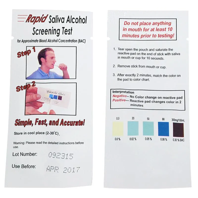 Qualitated Saliva Alcohol Test Paper Usa E Getta Rapid Screening