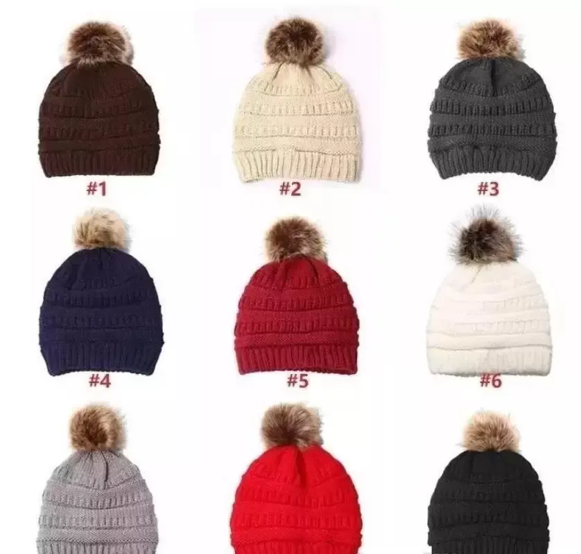 Детские взрослые толстые теплые зимние шляпа для женщин мягкий натягивающий кабель вязаные POM Poms шапочки шляпы женские пометки полотенце