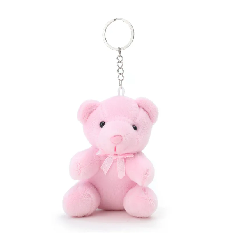10Pcs/Lot 10cm 20g Mini Plush Keychain And Pendant Pink Bear Doll Toys