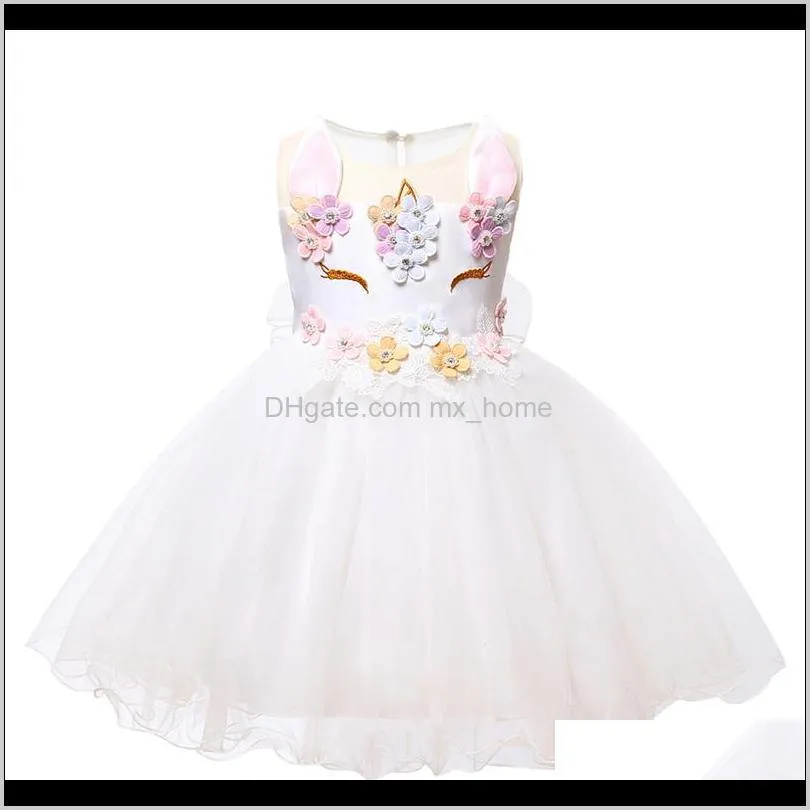 baby girls unicorn dresses 4 design tutu sleeveless back button floral appliqued beaded lace dress party clothes 0-2t 04