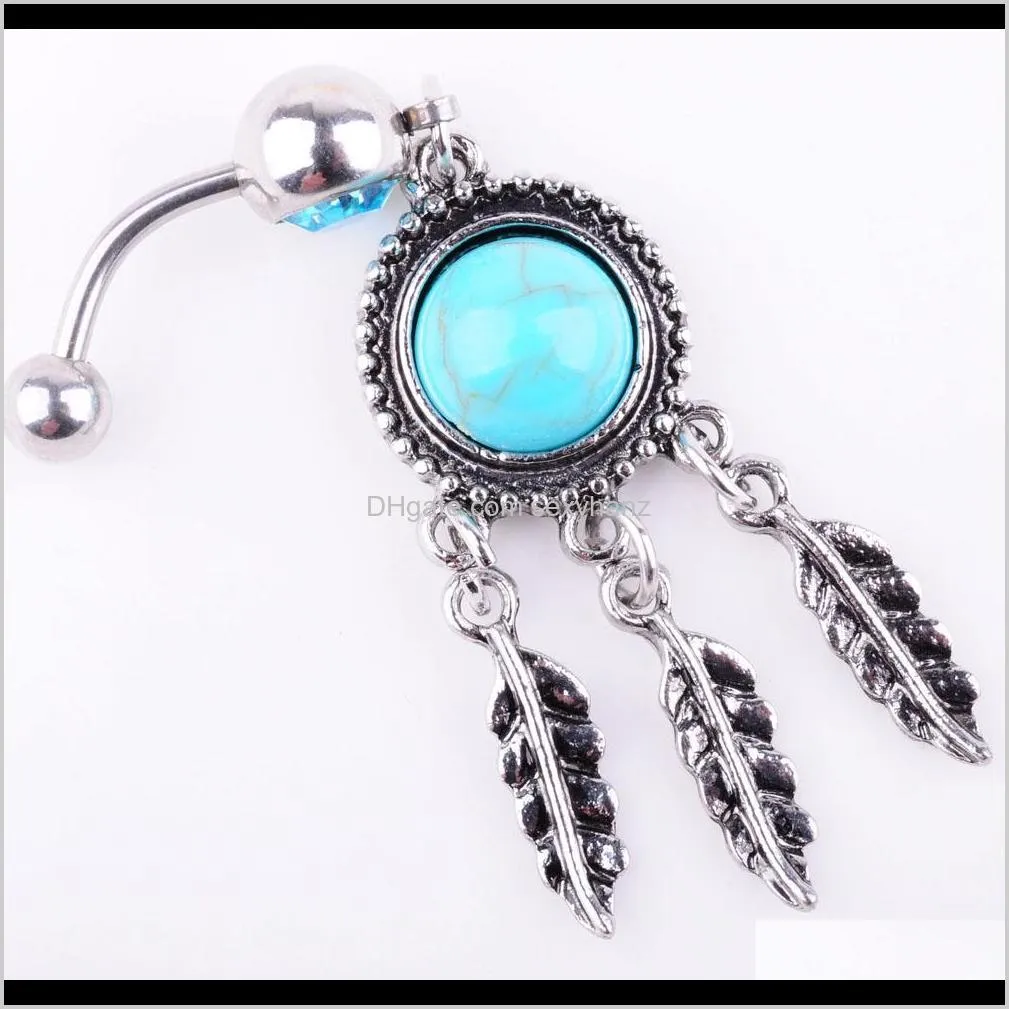 Bell Button Body Sieraden Levering 2021 D0739 (1 kleur) Dream Catcher Dangle 20 PCS Clear Colors Stones Belly Rings Navel Naval Groothandel