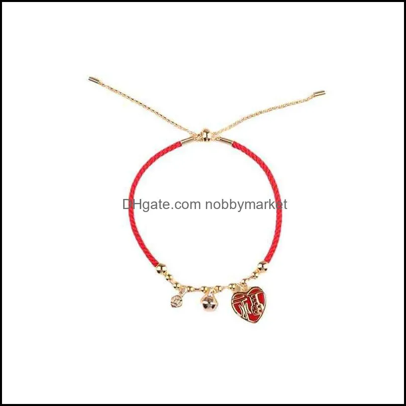 National tide Red Rope Bracelet female ins minority design adjustable red woven rope girlfriends New Year gift