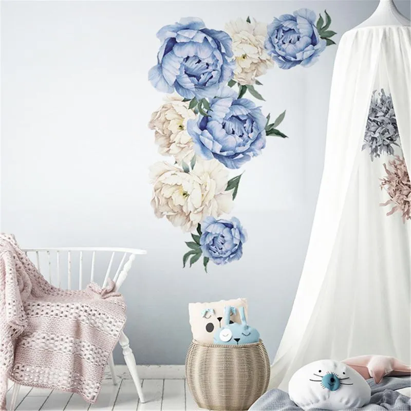 Wall Stickers Peony Flower Pattern DIY Decoration Decal Self-Adhesive PVC Sticker Mural