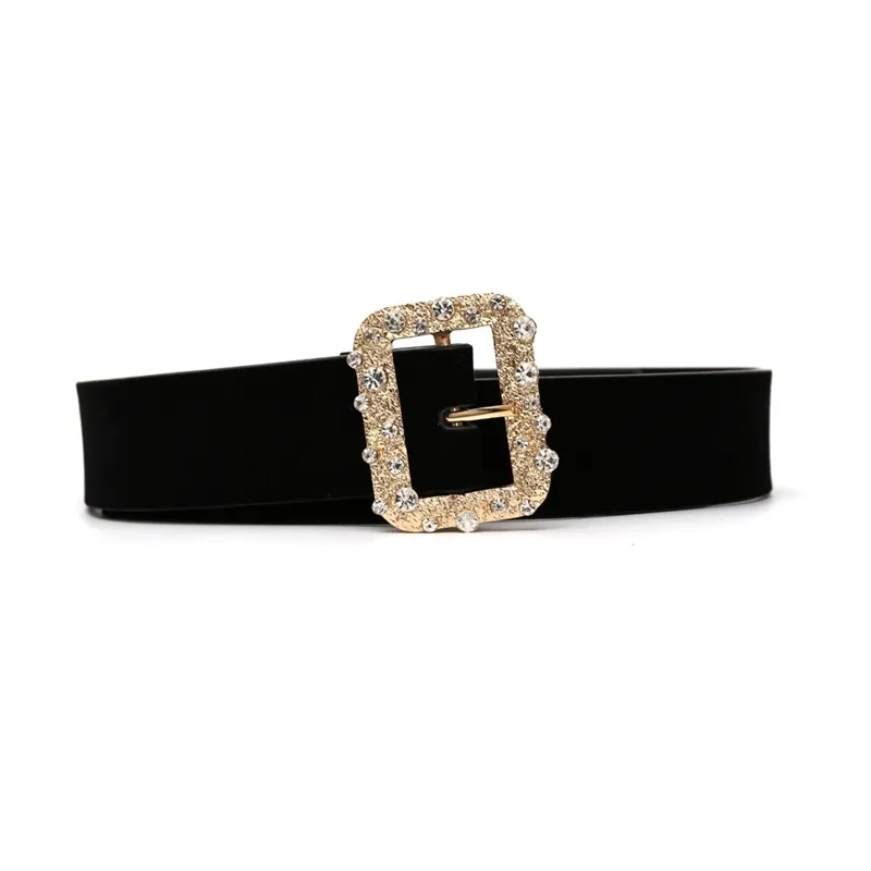 2021 prezzo basso all'ingrosso vintage cintura nuova cristallo cinture in oro per le donne quadrato fibbia metallica cintura fascia diamante diamante jeans vestito moda