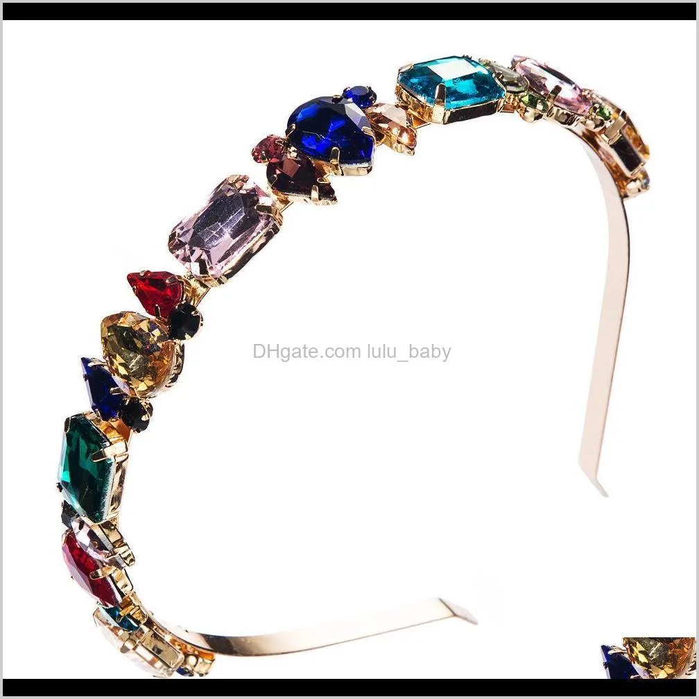 baroque hair band female fan alloy color diamond glass headband ins rookie bride hair accessories