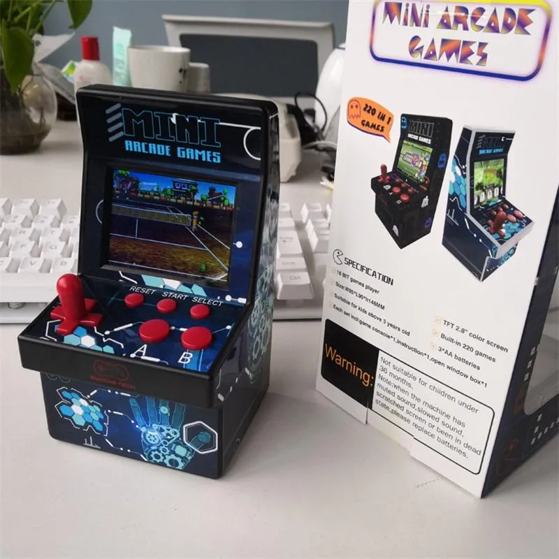 En 1, Mini consola de juegos Arcade, reproductor de mano Retro con 220 juegos de 16 bits, pantalla colorida de 2,8 ", regalo para reproductores portátiles para niños