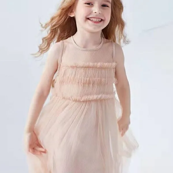 Dziewczyna Sukienki Mesh Cute Dress Girls Tulle Princess Sukienka Dla Dzieci Dzieci Koronki Ubrania 2-8y Q0716