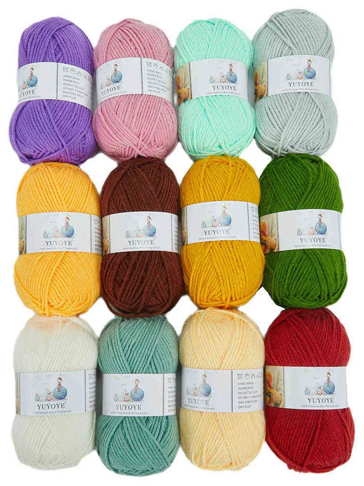 1 PC Yuyoye 100% Anti-Pilling Przędza Akrylowa 5-warstwowa Ręka Dziewiarska DIY Knitting Wool Nici Nici Soft Crochet Przędza Ręcznie Odzież dziecięca 50g Y211129