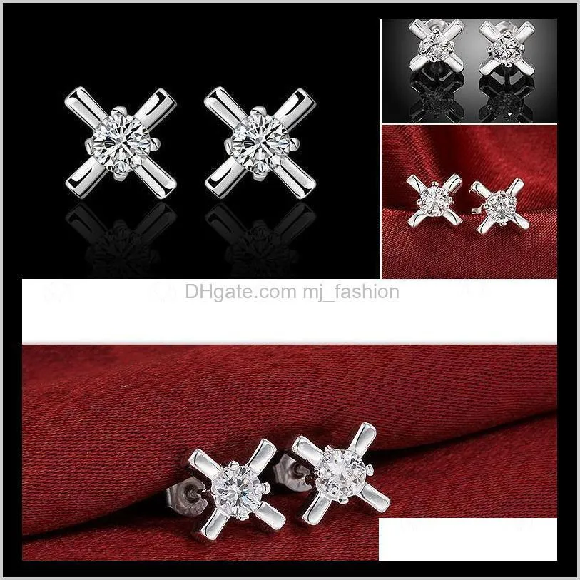 earrings geometric stud earrings silver plating girls ear jewelry rhinestone wedding stud brincos ps0015