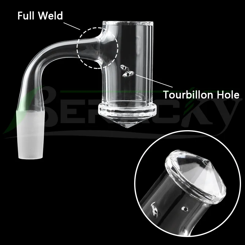 Beracky Full Weld Fumer Bord biseauté Auto-Spinner Banger à quartz à facettes 25mmOD Tourbillon sans couture / Ongles diamantés tournants pour bangs à eau en verre Dab Oil Rigs