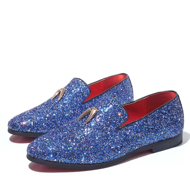 Rhinestone Loafers Men Suede Shoes Luxury Slip On Dress Bling Men's Prom And Wedding Shoe