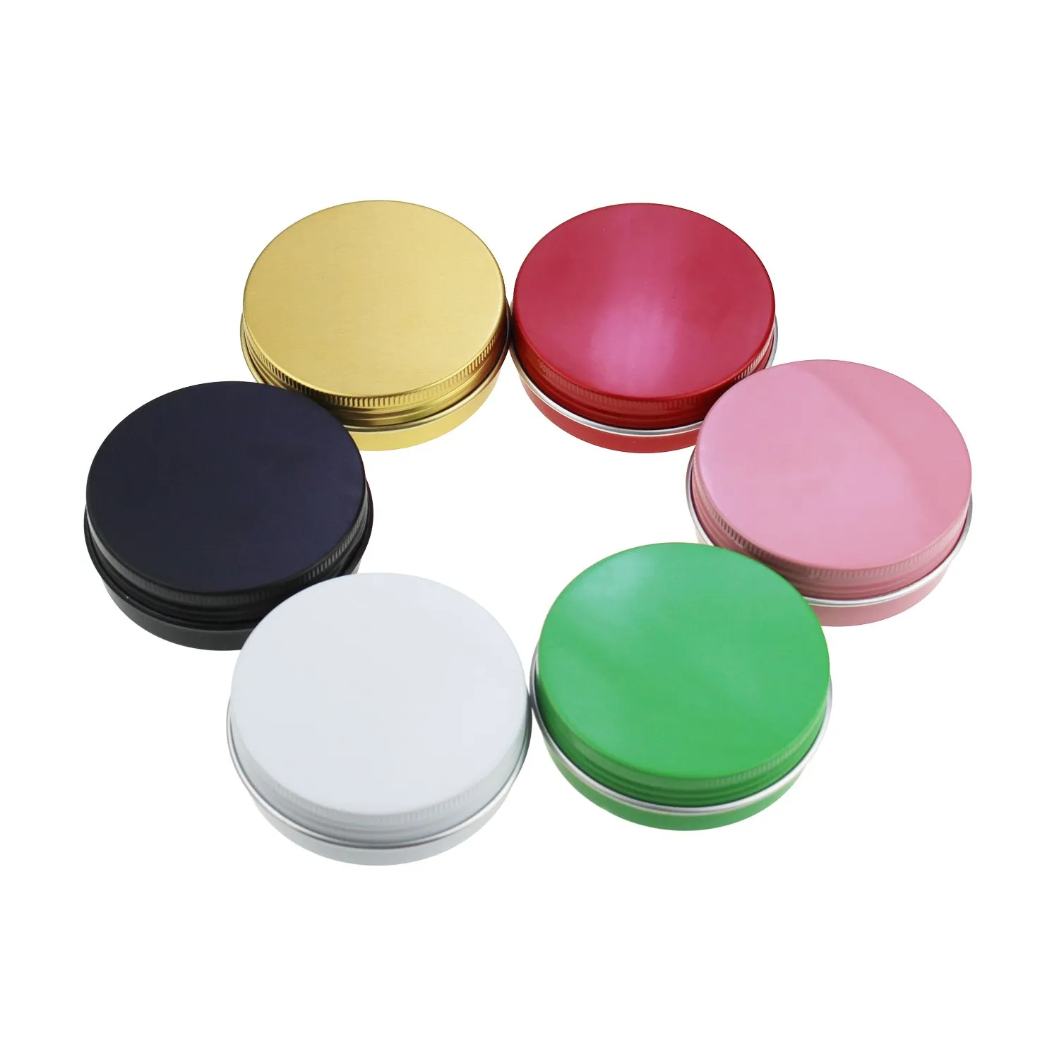 27 pièces 60g boîtes en aluminium rondes multicolores couvercle à vis vert petites boîtes en métal pots vides conteneurs à glissière