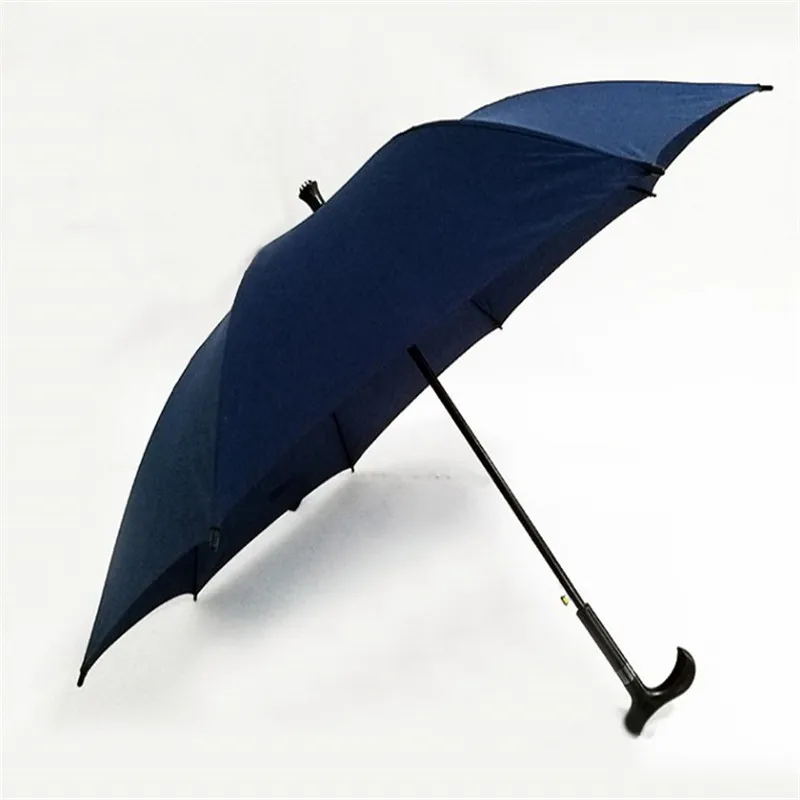 メンズ高齢者ロングハンドルブラック傘創造的な松葉杖傘特大の二重雨や輝きWH0333