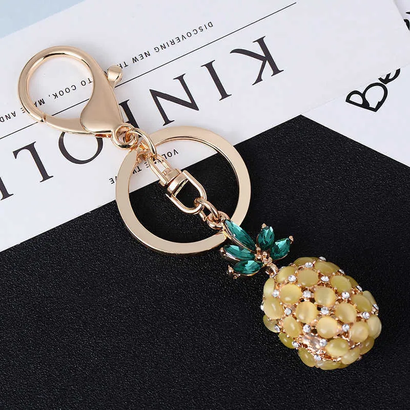 Kreative Obst Serie Opal Ananas Schlüssel Kette Schöne Tasche Anhänger Hängende Ornamente Für Mädchen Schlüssel Ring G1019