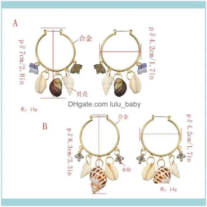 Ethnic DIY Shell Pendant Hoop Earrings For Women Brincos Handmade Statement Gift Jewelry Bohemian Oorbellen & Huggie