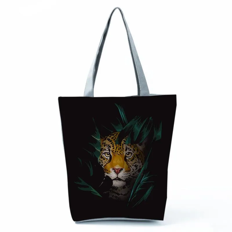 Evening Bags Leaf Leopard Printed Handbags Simple Casual Shoulder Bag Portable Shopping High Capacity Beach Eco Friendly