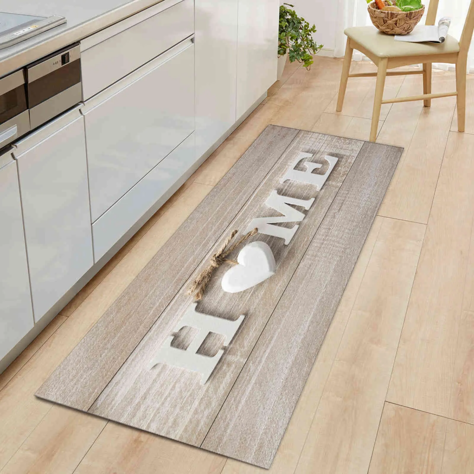 Wood Grain Door Kitchen Mat Carpet Non-slip Home Floor Rugs Welcome s for Front Living Room