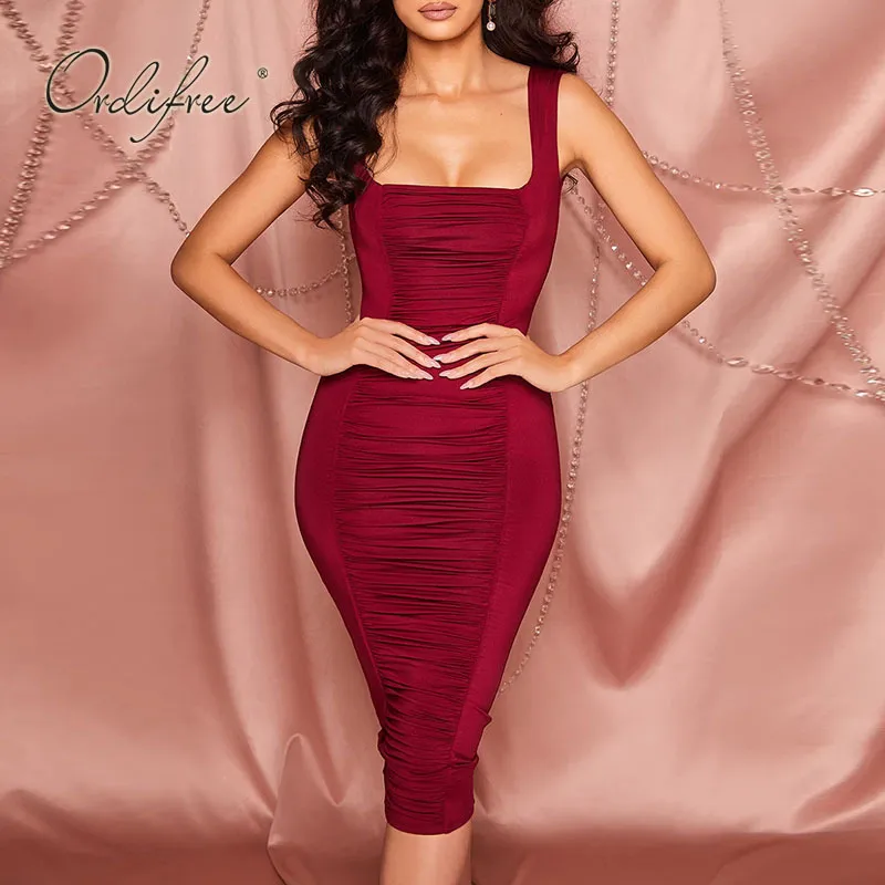 Summer Women Burgundy Soll Silk Shiny Sznurek Backless Sexy Bodycon Night Club Party Wrap Dress 210415