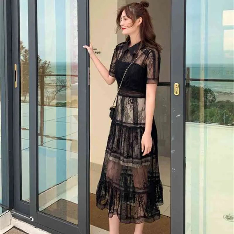 Self portrait fishnet discount crochet lace dress