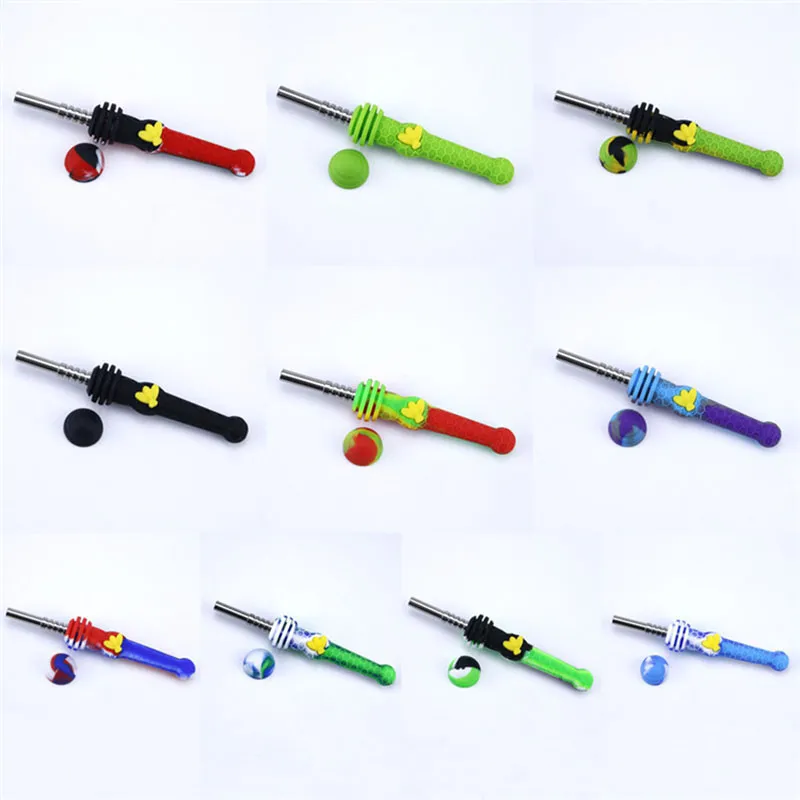 Colorful Silicone Smoking Portable Titanium Nails Replaceable Tip Straw Innovative Design Tube Holder Mouthpiece Handpipe DHL Free