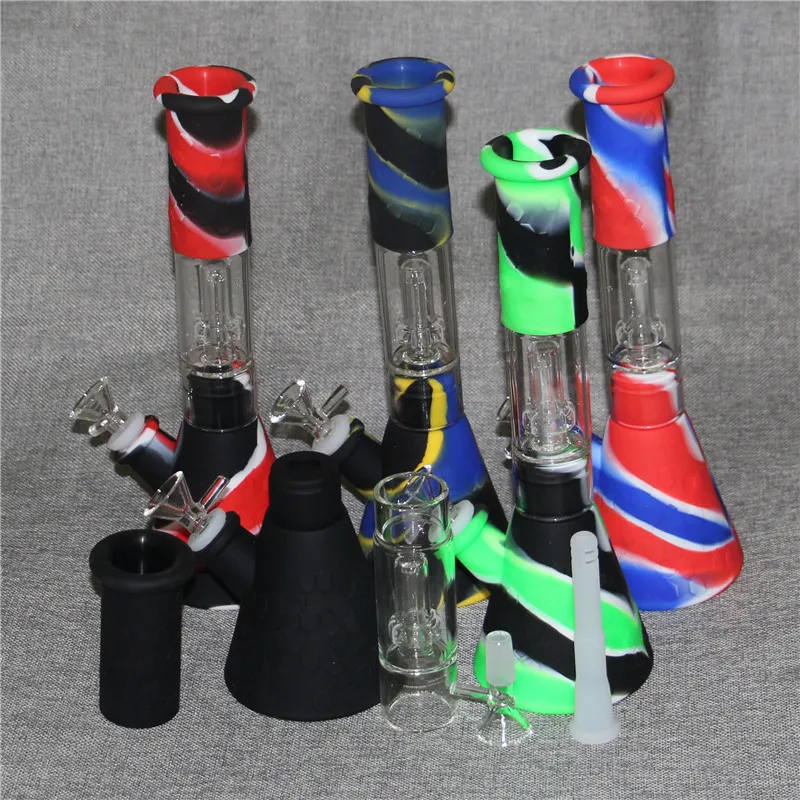 Bong in silicone narghilè shisha Dab Rigs con ciotola in vetro da 14 mm Mini bong piccola pipa ad acqua