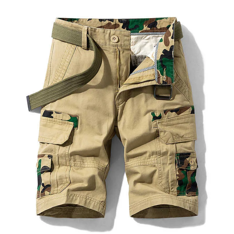 Short Cargo pour hommes Camouflage hommes tactique décontracté mâle pantalon court poches coton pantalons de survêtement vêtements bas grande taille 210714