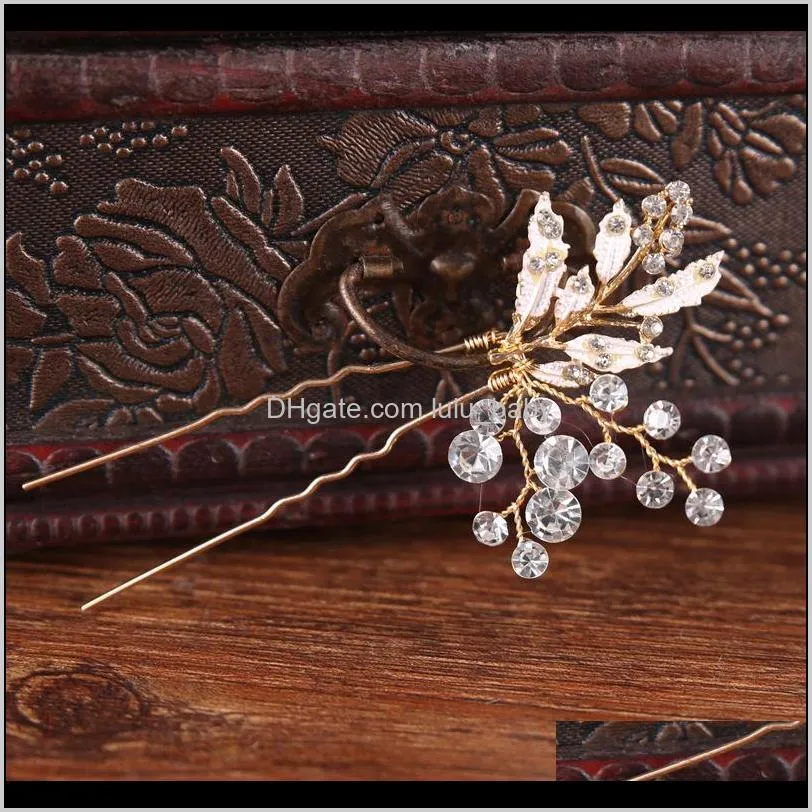 luxury gold color crystal floral bridal hair comb wedding head piece ladies wedding hair accessories brides gift