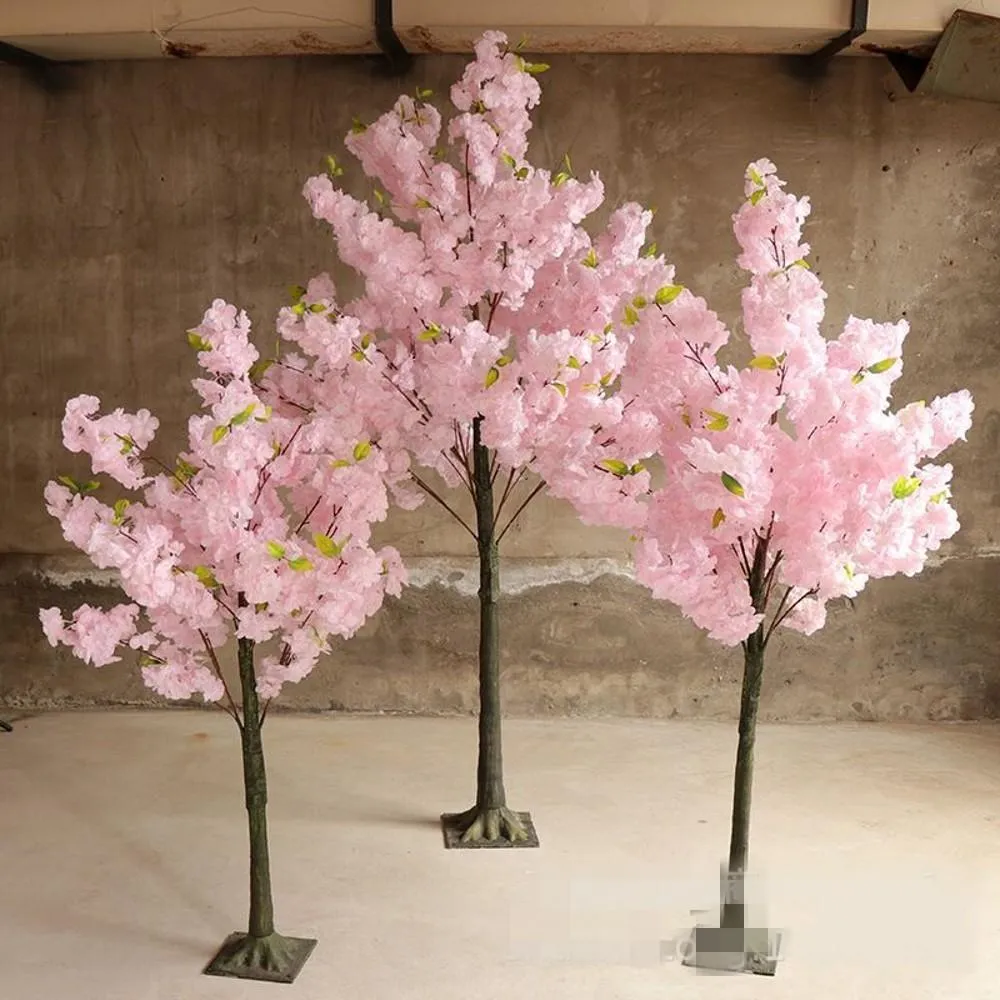 1.5M 5Ft Altezza festa Bianco Cherry Blossom Tree Road Cited Simulazione Albero di fiori di ciliegio per centrotavola per feste di nozze Decor bianco rosa