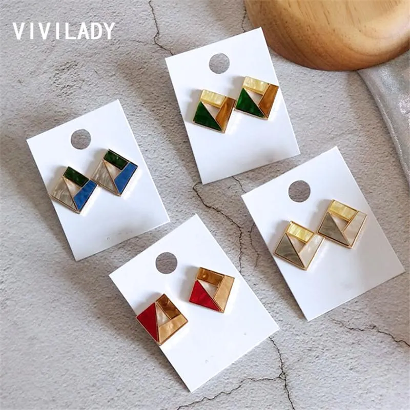 Stud Vivilady Koreańska moda splice kolorowe geometria Kometria Kolczyki