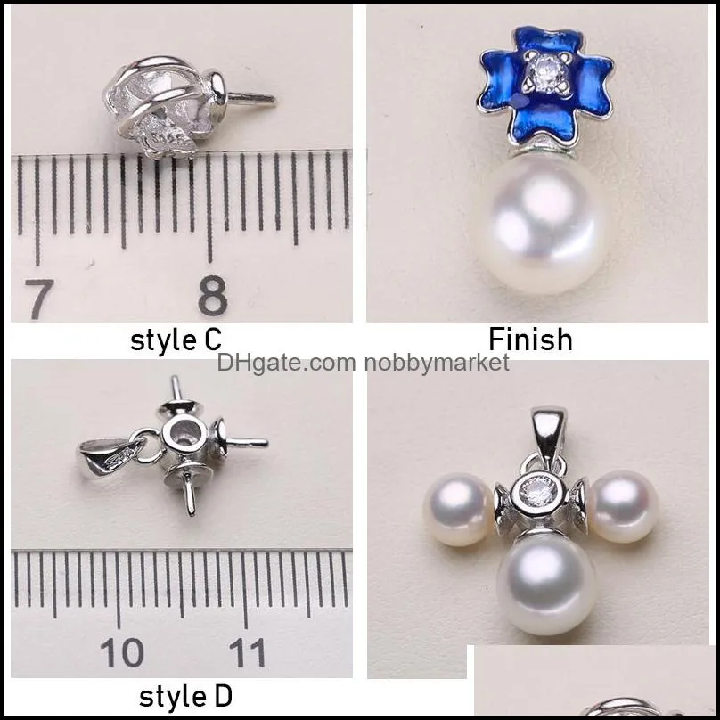 s925 Sterling Silver Pendant Settings Zircon Pearl Necklace Settings 16 Styles Fashion Necklace for Women Blank DIY Jewelry