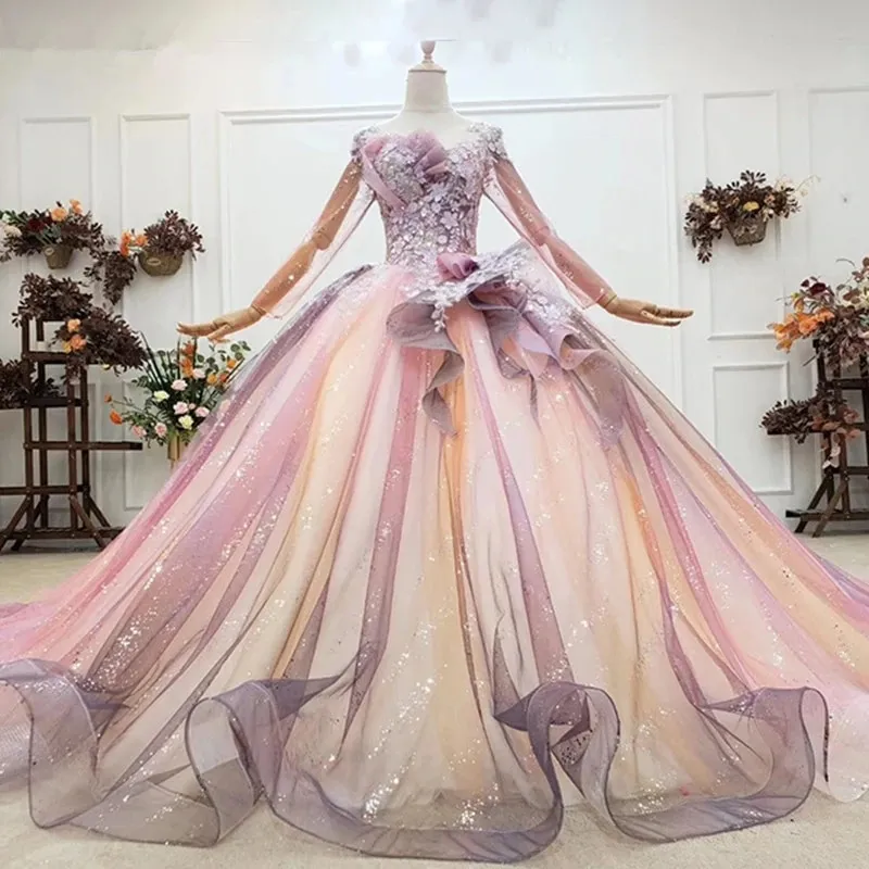 Tony Chaay 3D花の正式なウエディングのドレスは控えめなシンデレラ恋人の手作り花アラビアの機会のイブニングパーティーガウン